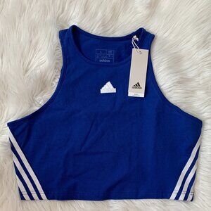 ADIDAS Future Icons Cropped Tank Top in Blue Sz LARGE
